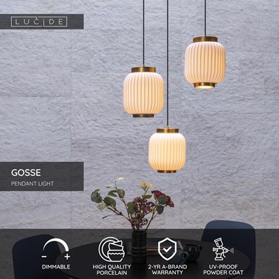 Lucide GOSSE - Pendant light - 3xE27 - White